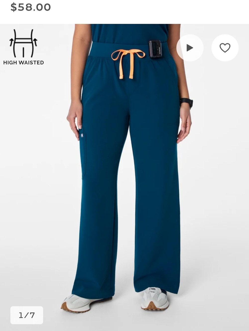 High Waisted Isabel Wide Leg Scrub Pants- Deep Reef